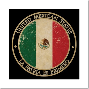 Vintage United Mexican States Mexico USA North America United States Flag Posters and Art